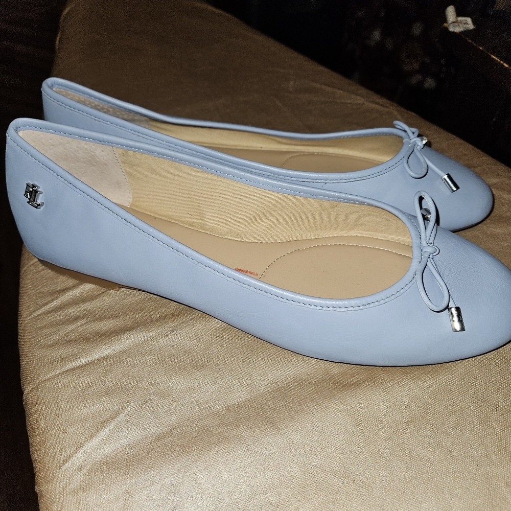 Ralph Lauren Jayna Bow Detail Leather Ballet Flats, women's size 9, NWOT